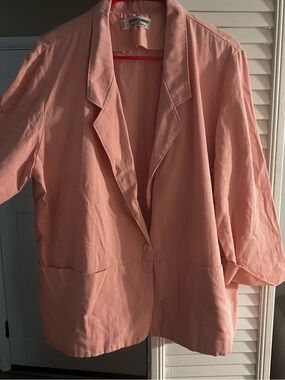 Alfred Dunner Peach Pink Single-Button Relaxed Blazer